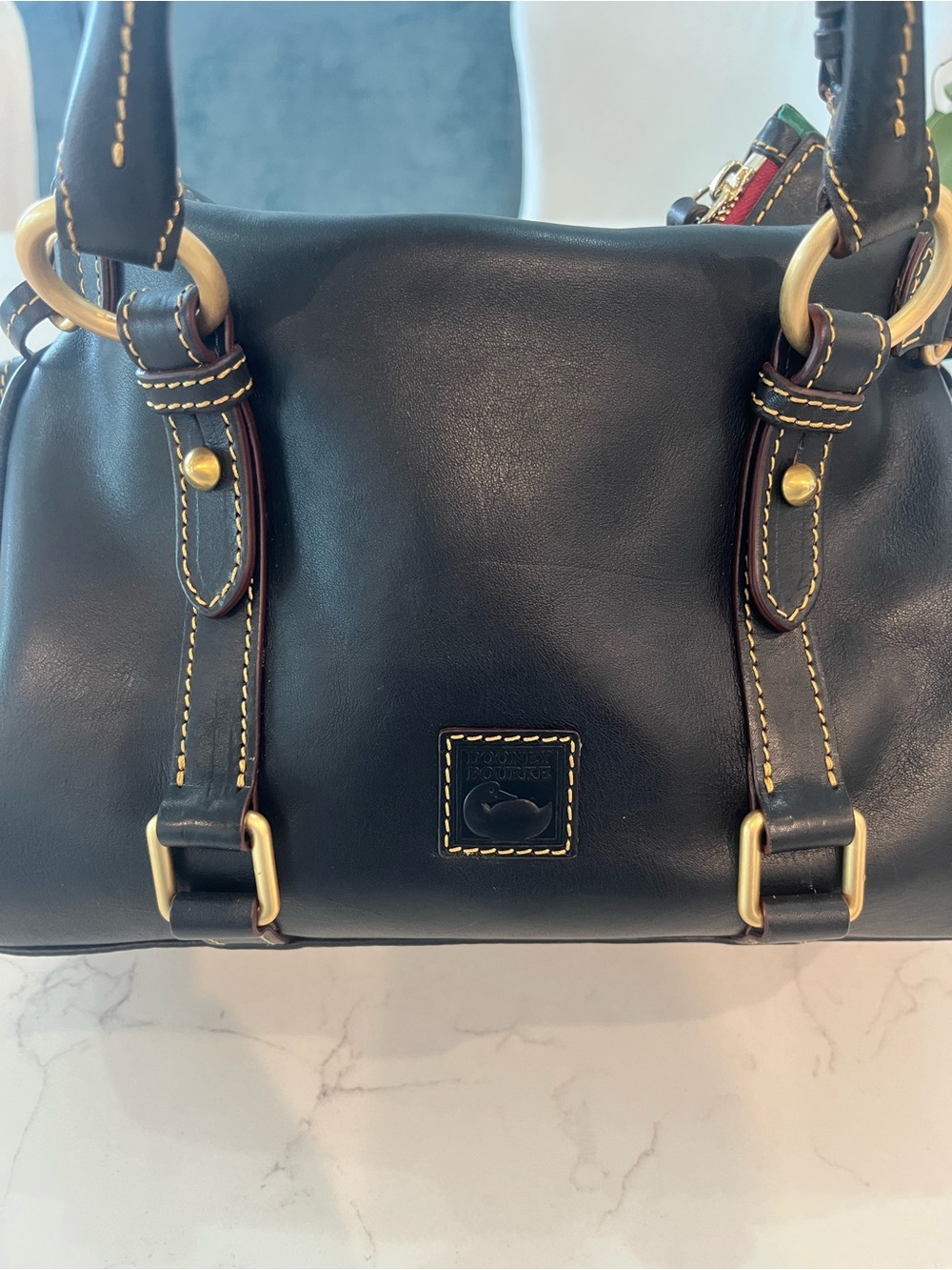 Dooney & Bourke navy Florentine Leather Satchel never used NEVER USED (gift) - Picture 3 of 10
